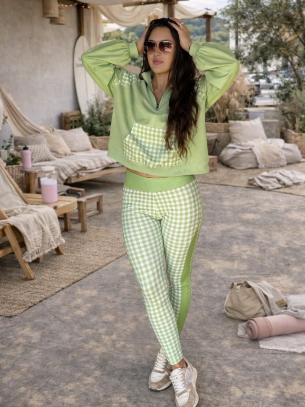 BS12-FLORAL VIBRANT 3 PIECE SET JACKET (Blue) Pullover (Green/Pink)